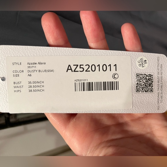 AZAZIE Bridesmaid Dress, Dusty Blue, Size A6 - BRAND NEW, UNWORN - Picture 5 of 6